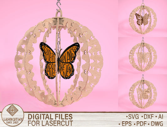 Butterfly Memorial Wind Spinner SVG Laser Cut File for Glowforge xTool LightBurn