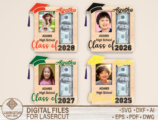 Graduation Money Holder Photo Frame SVG for xTool and Glowforge