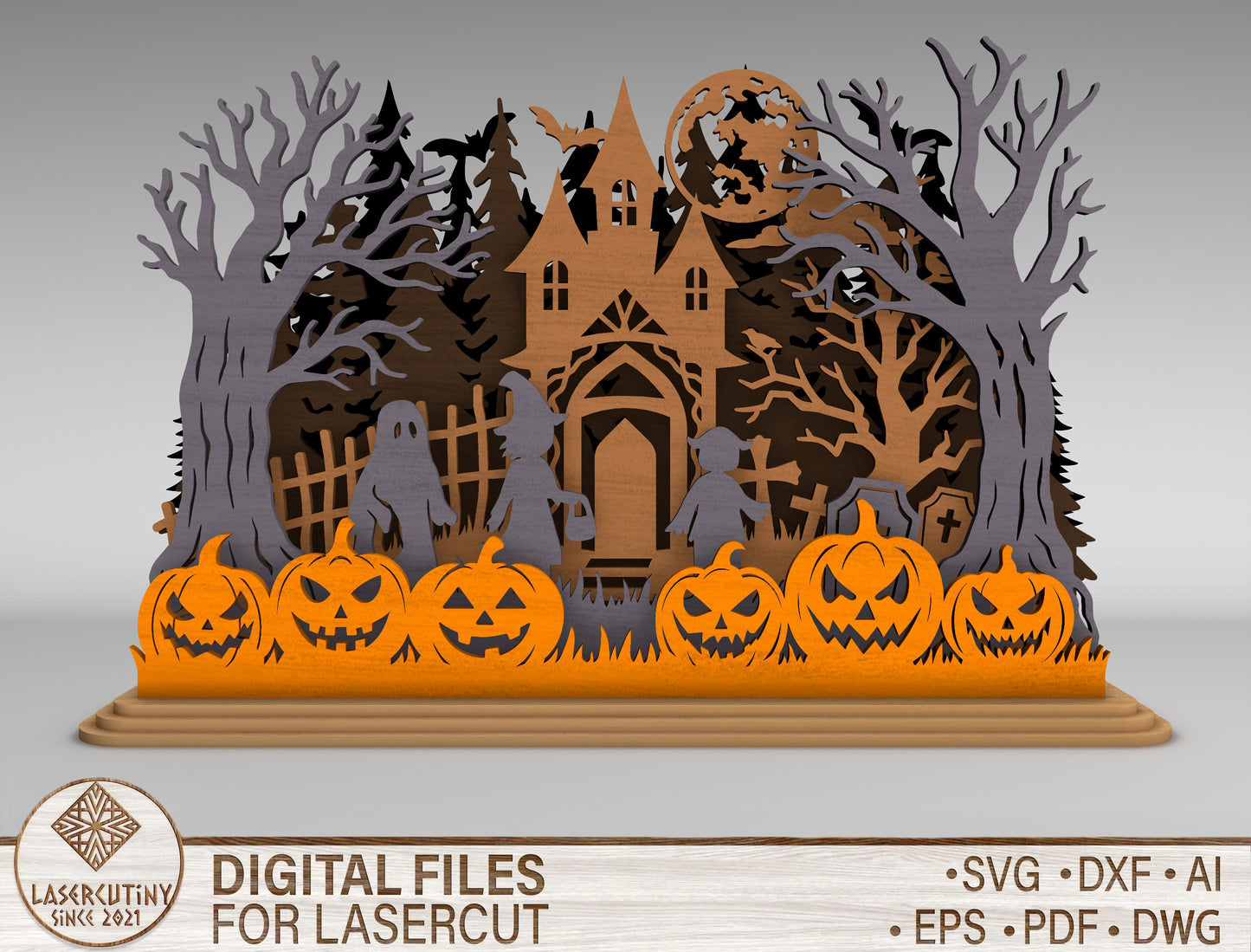 Haunted House Halloween SVG Spooky Laser Cut Scene for xTool