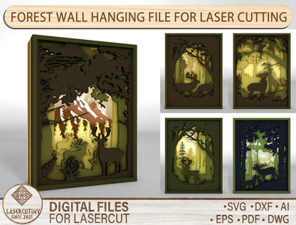Forest Wall Hanging SVG Multilayer for Glowforge and xTool Laser Cut File