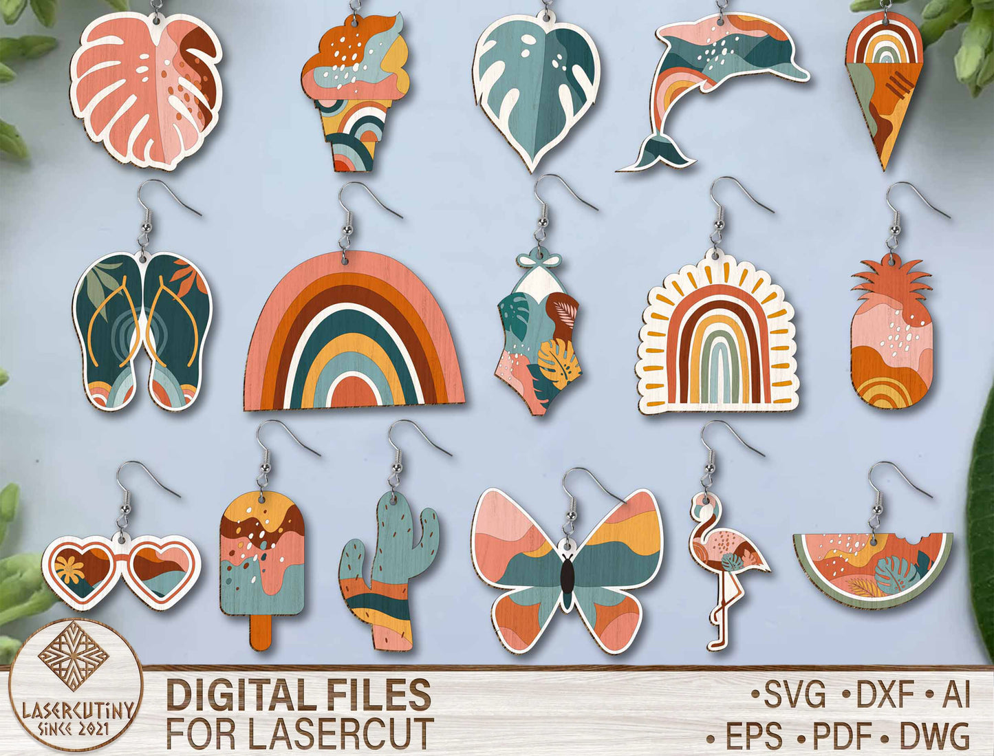 Boho Summer Earring SVG Bundle for Glowforge and LightBurn