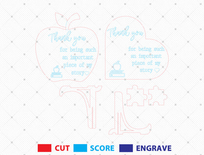 Teacher Puzzle Piece Sign “Important Piece Of My Story” for Glowforge