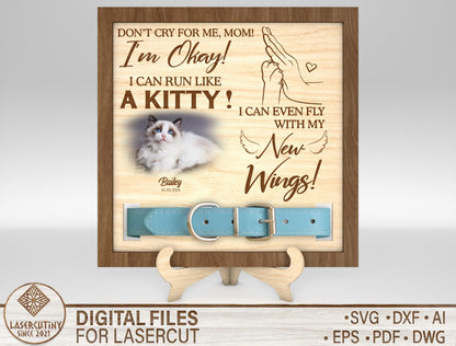 Cat Memorial Collar Holder Tabletop SVG Photo Frame Laser Cut File for Glowforge