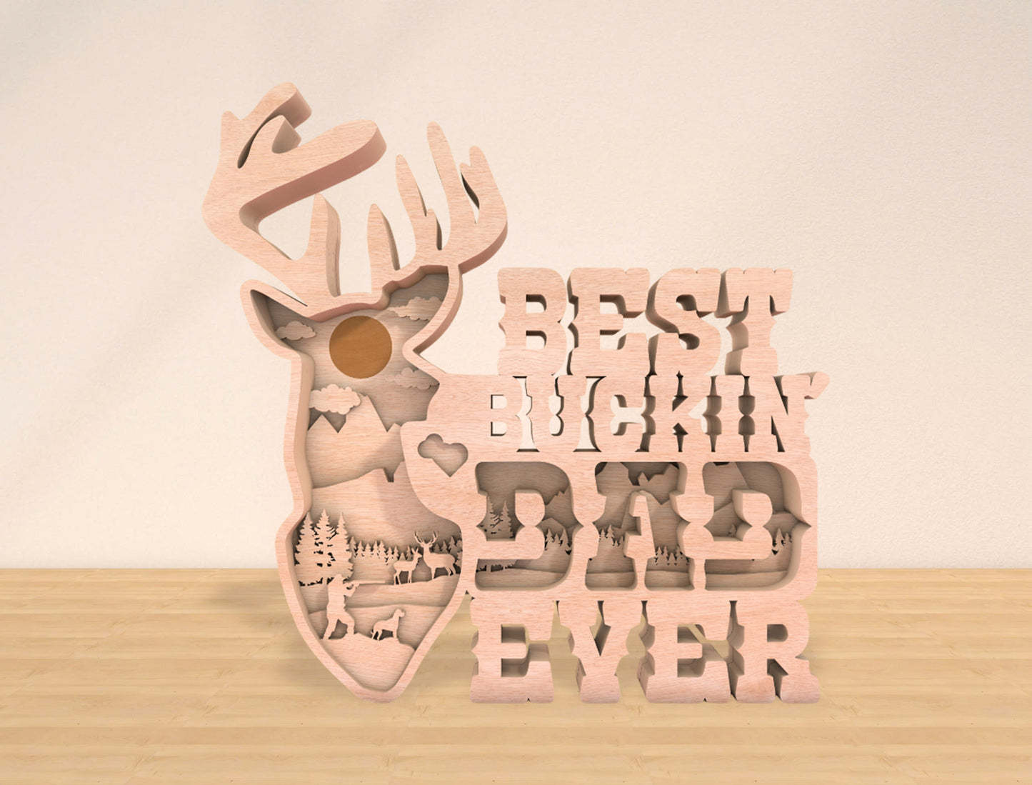 Best Buckin Dad Ever Multilayer SVG Laser Cut File for Glowforge