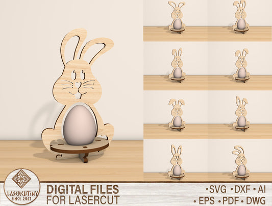 Easter Bunny Egg Holder Stand SVG Bundle 8 Designs for Glowforge and xTool