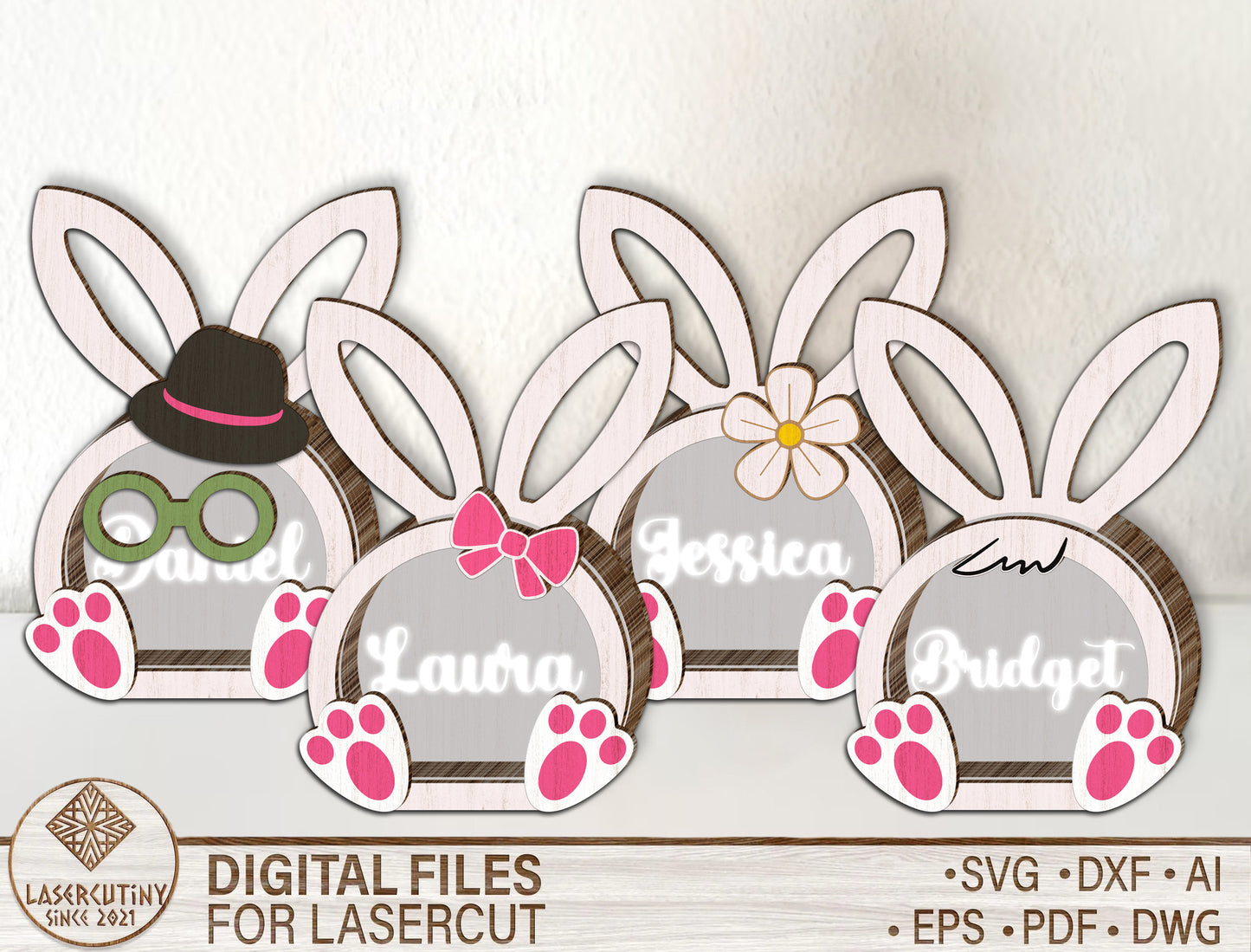 Personalized Easter Bunny Candy Basket SVG Custom for Glowforge and xTool