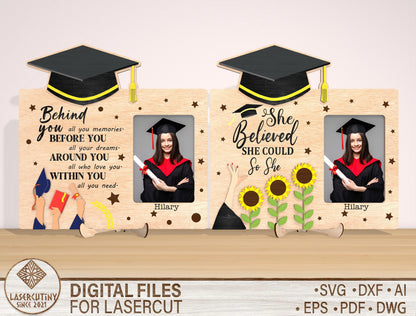 Graduation Photo Frame SVG Laser Cut File for LightBurn and Glowforge