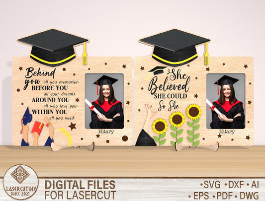Graduation Photo Frame SVG Laser Cut File for LightBurn and Glowforge