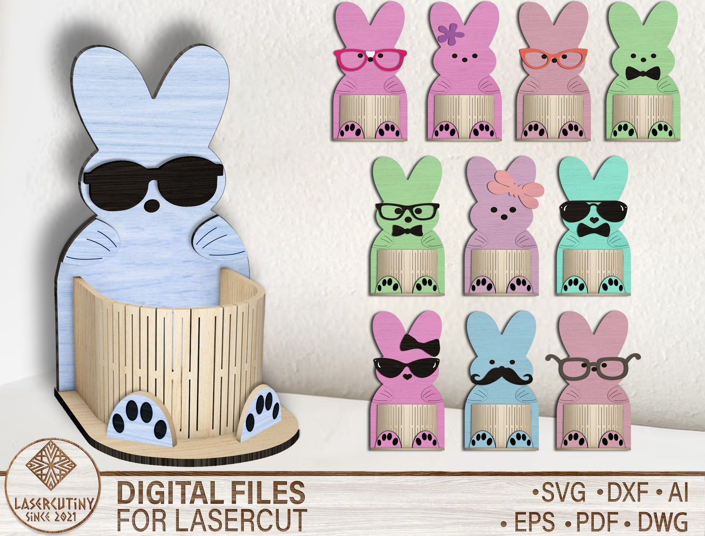 Easter Bunny Peeps Basket SVG Cute Bunny for Glowforge and xTool