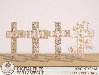 He Is Risen Jesus Cross Decor SVG Bundle 4 Designs for Glowforge and xTool