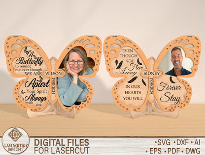 Butterfly Cross Memorial SVG Christian Photo Frame Laser Cut File