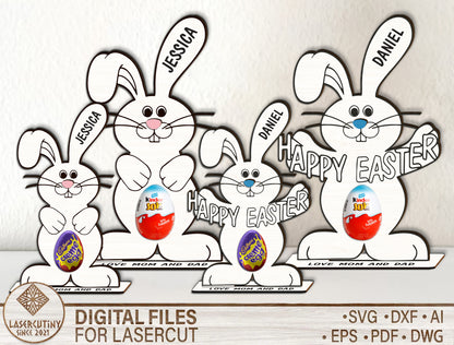 Personalized Easter Bunny Chocolate Holder SVG Custom for LightBurn