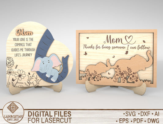 Love You Forever Elephant Mom Family Sign SVG for Glowforge