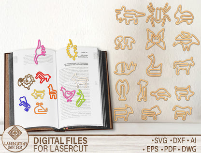 Animal Paper Clip SVG Bundle Laser Cut File for Glowforge and LightBurn