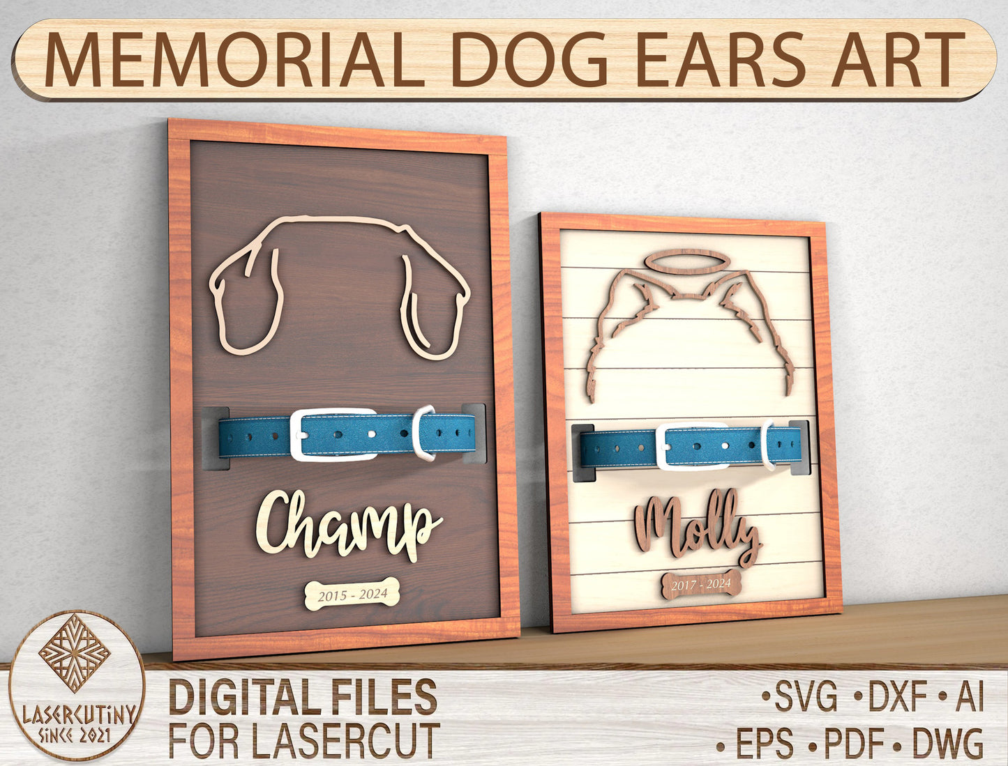 Dog Memorial Collar Holder SVG Laser Cut File for Glowforge, xTool, or LightBurn