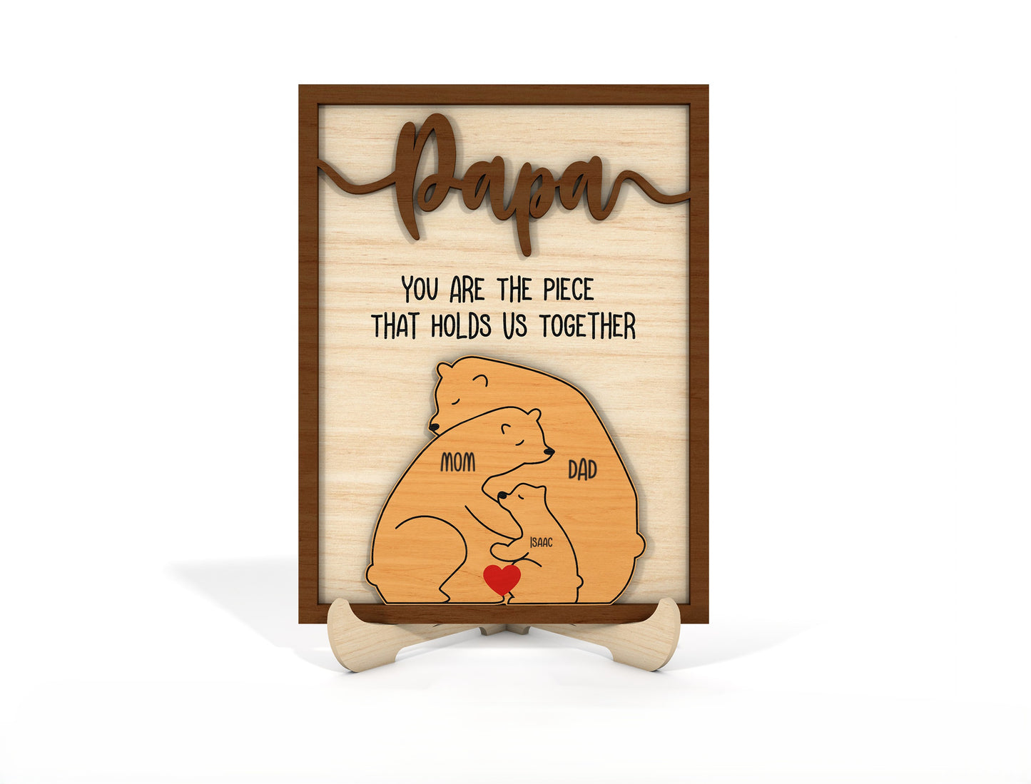 Bear Puzzle Sign SVG for Father’s Day Laser Cut File