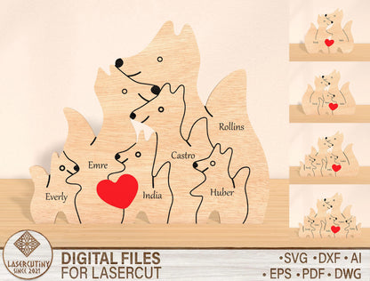 Wolf Family Puzzle Sign SVG Personalized Wolf Pack for Glowforge