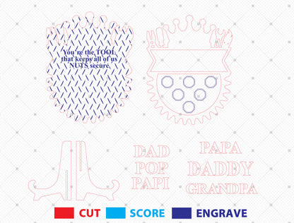 Personalized Tool Dad Gear SVG Laser Cut File for Glowforge and LightBurn