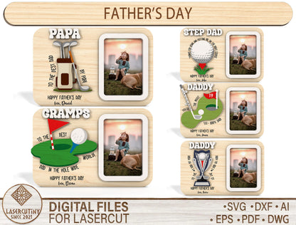 Dad Golf Photo Frame Magnet SVG for Glowforge Laser Cut Files