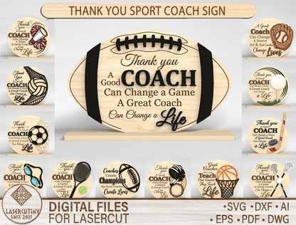 Thank You Coach Sign SVG Bundle for Glowforge and LightBurn
