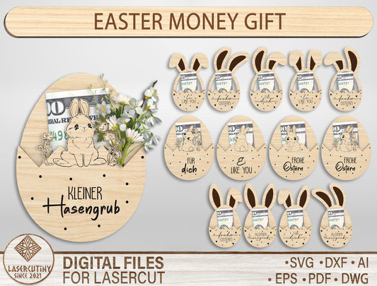 Bunny Money Holder Ornament SVG Easter 13 Designs for Glowforge and xTool