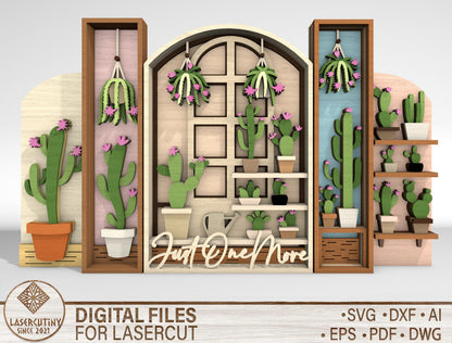 Just One More Cactus Multilayer SVG for Glowforge xTool Laser Cut File