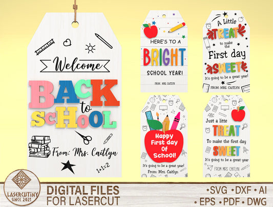 Back To School Tag Bundle SVG Laser Cut File for Glowforge and xTool