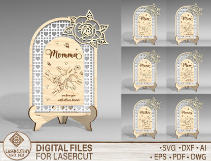 Floral Arch Mom Sign SVG Bundle Mother's Day for Glowforge and xTool