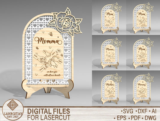 Floral Arch Mom Sign SVG Bundle Mother's Day for Glowforge and xTool