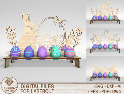 Easter Egg Holder Stand SVG Bunny Chick Display Rack for LightBurn and xTool