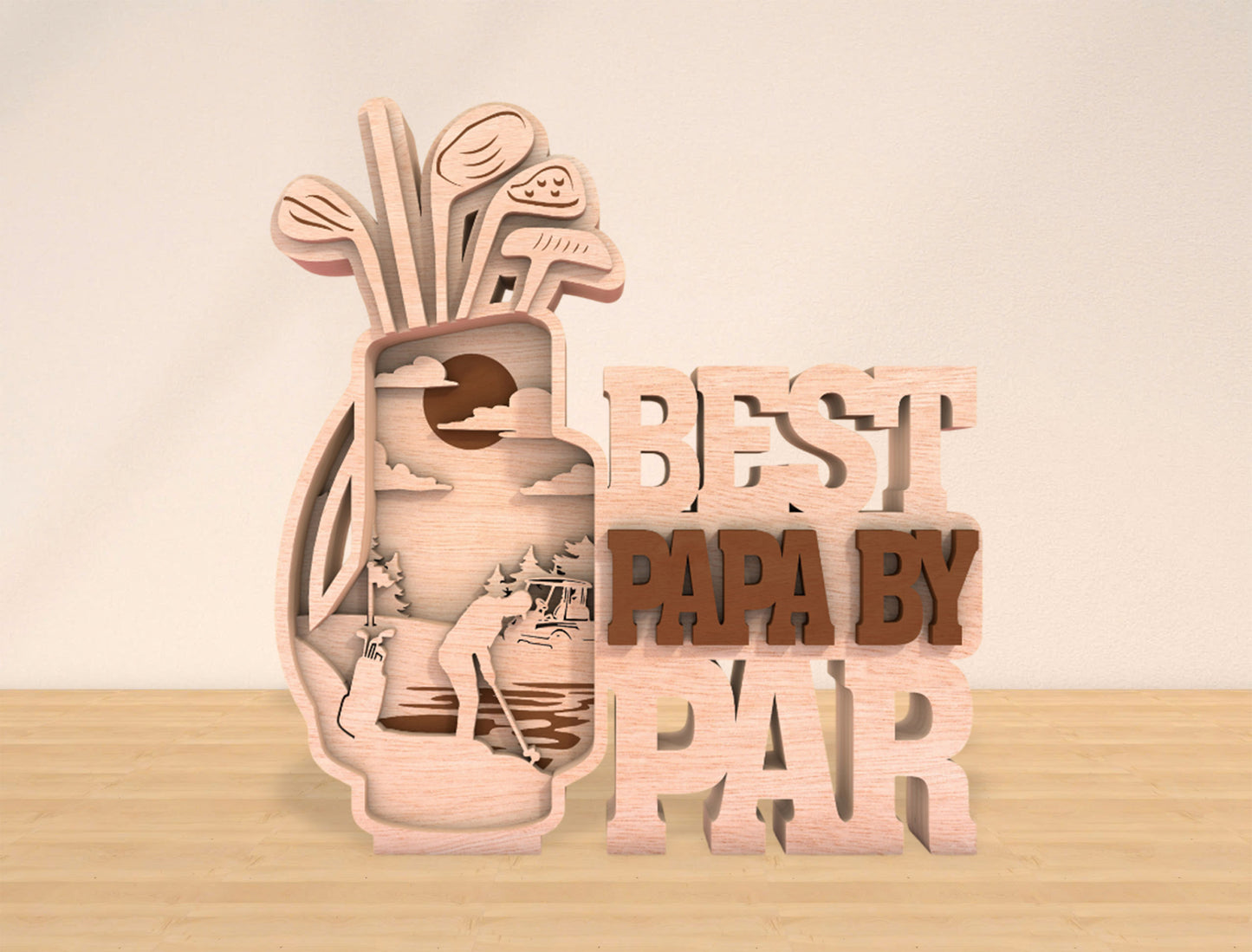 Best Papa By Par Laser Cut File | Golf Bag Decor | Layered Wooden Father’s Day Design | Glowforge, xTool, LightBurn, etc.