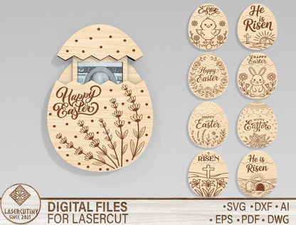 Easter Egg Money Holder SVG Bundle 9 Easter Egg Designs for LightBurn and xTool