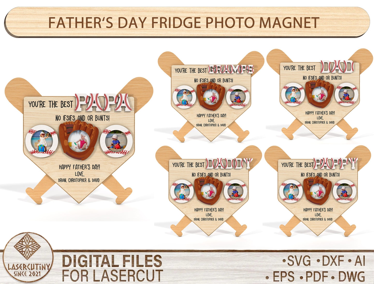Baseball Photo Magnet SVG Laser Cut File for Glowforge xTool