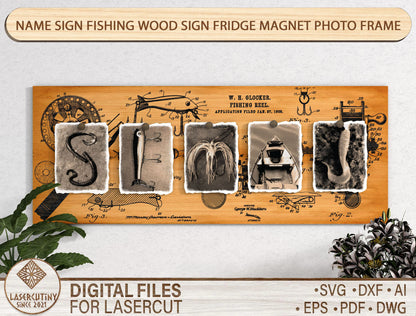Fishing Word Sign Scene Letters SVG Laser Cut File for xTool and Glowforge