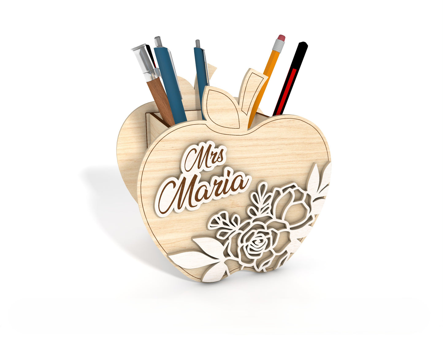 Personalized Apple Pencil Organizer SVG for Glowforge and xTool