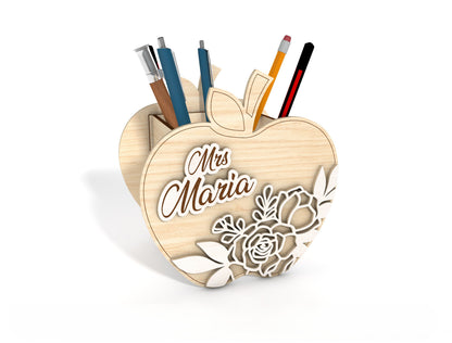 Personalized Apple Pencil Organizer SVG for Glowforge and xTool