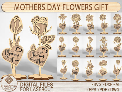Mother's Day Flower Stand Quote SVG Bundle for Glowforge and xTool