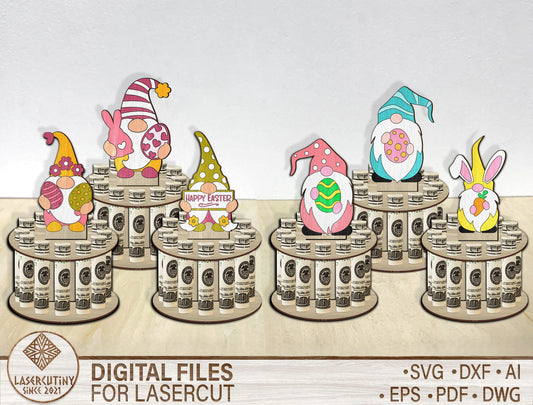 Easter Gnome Money Holder SVG Bundle 6 Cute Bunny Gnome for LightBurn