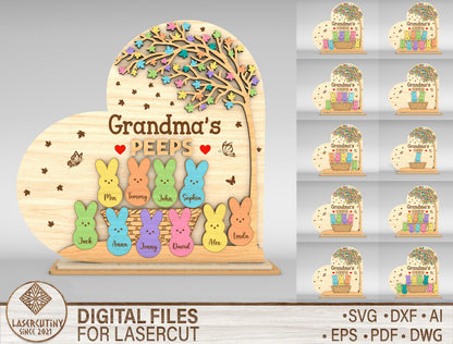 Personalized Grandma Peeps Bunny Tabletop Sign SVG for LightBurn and xTool