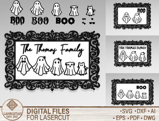 Personalized Ghost Family Sign SVG Bundle for Glowforge Laser Cutting