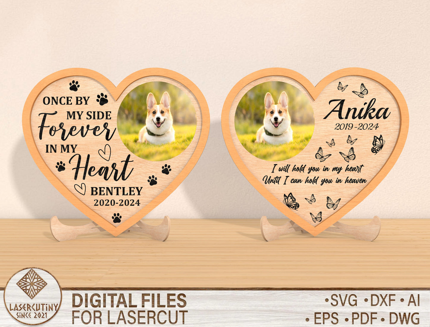 Dog Memorial Heart Photo Sign SVG for LightBurn and Glowforge