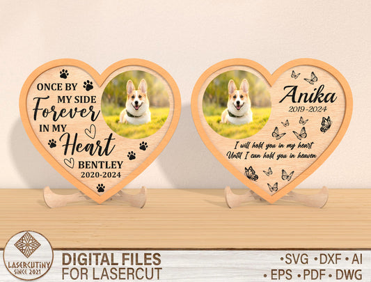 Dog Memorial Heart Photo Sign SVG for LightBurn and Glowforge