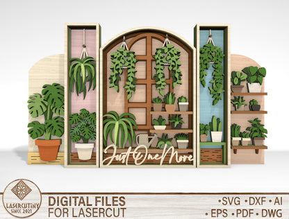 Layered Plant Shelf Wall Art SVG for Glowforge and xTool
