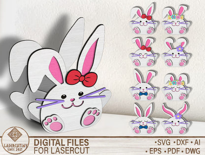 Easter Bunny Bow Egg Holder SVG Cute Bunny for LightBurn and xTool
