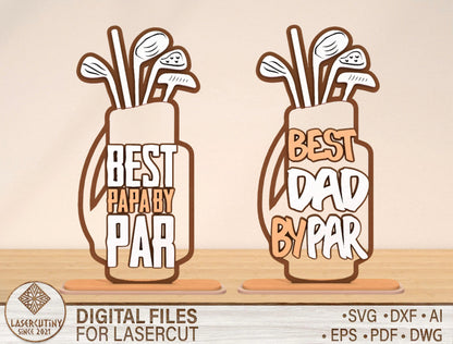 Golf Dad Sign SVG Bundle Laser Cut File for Glowforge and xTool