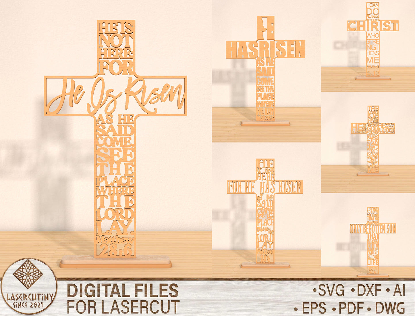 Christian Scripture Cross SVG Bundle 6 Faith Designs for Glowforge and xTool