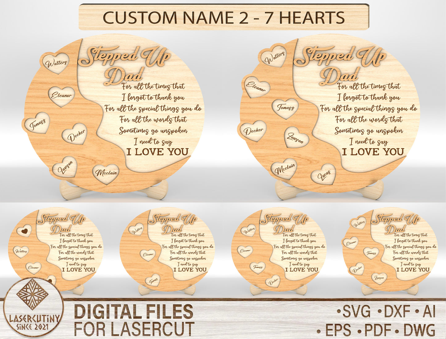 Dad Heart Keepsake Sign SVG Laser Cut File for xTool and Glowforge