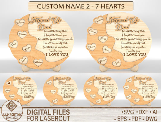 Dad Heart Keepsake Sign SVG Laser Cut File for xTool and Glowforge