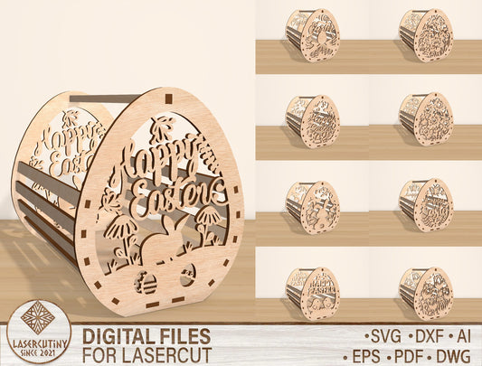 Easter Egg Basket Holder SVG Bundle Wooden Candy for Glowforge and xTool