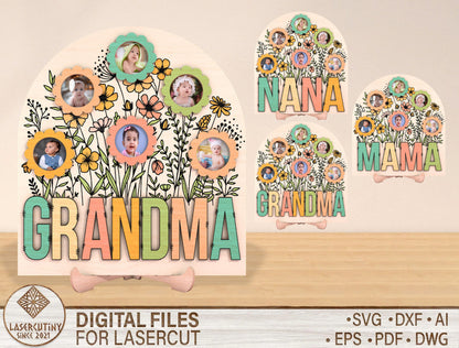 Mom Flower Garden Photo Frame SVG Bundle for LightBurn and xTool